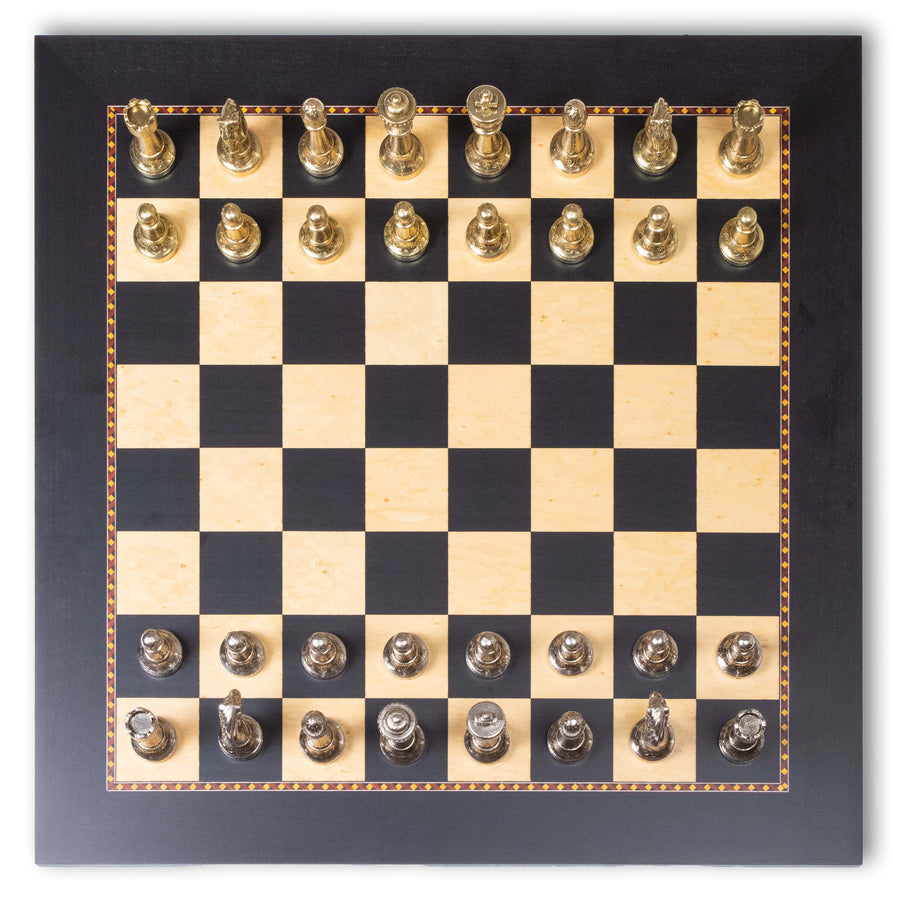 Juego de Ajedrez Staunton en Metal de Italfama con Tablero de Madera Premium Queen’s Gambit