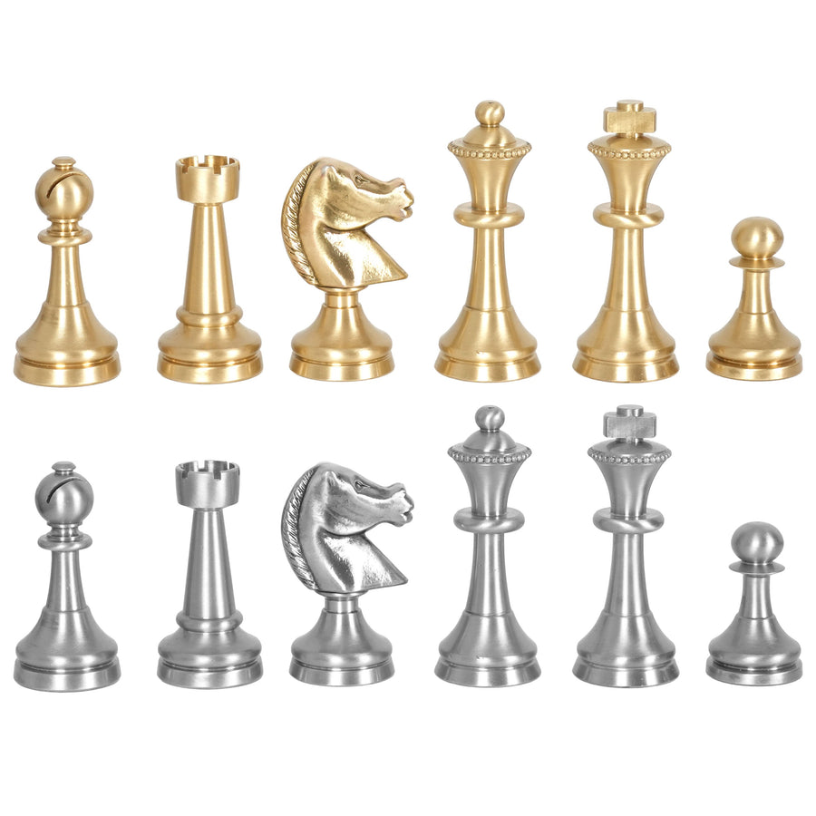Juego de Ajedrez de Latón Macizo Staunton de Italfama (Acabado Fino)