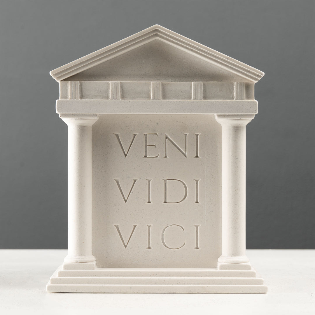 Sujetalibros Veni Vidi Vici – Escultura de templo romano
