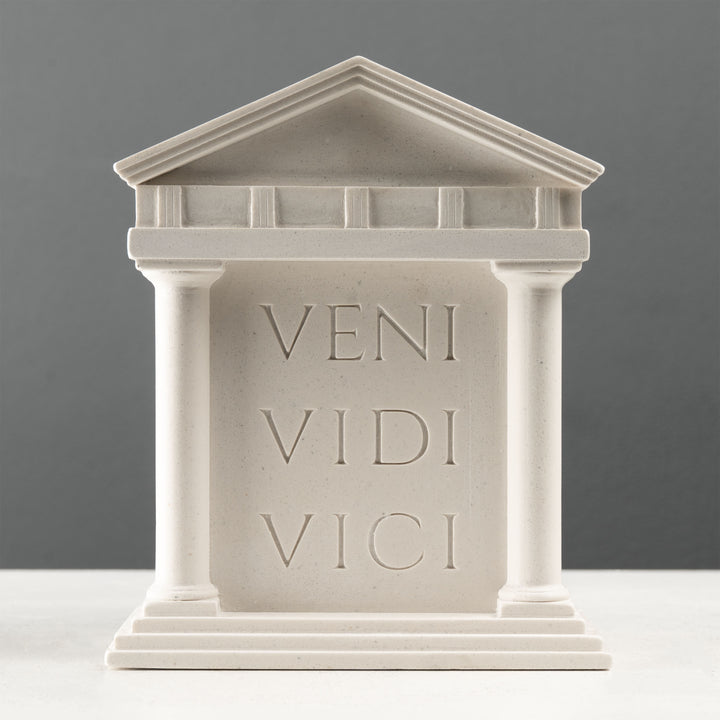 Sujetalibros Veni Vidi Vici – Escultura de templo romano