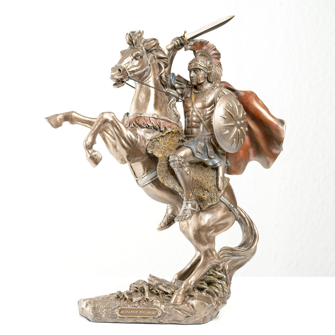 Estatua de Alejandro Magno a caballo (escultura de bronce moldeado en frío)