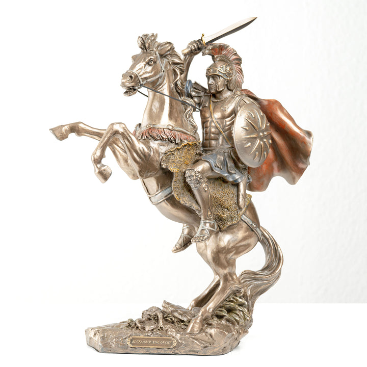 Estatua de Alejandro Magno a caballo (escultura de bronce moldeado en frío)