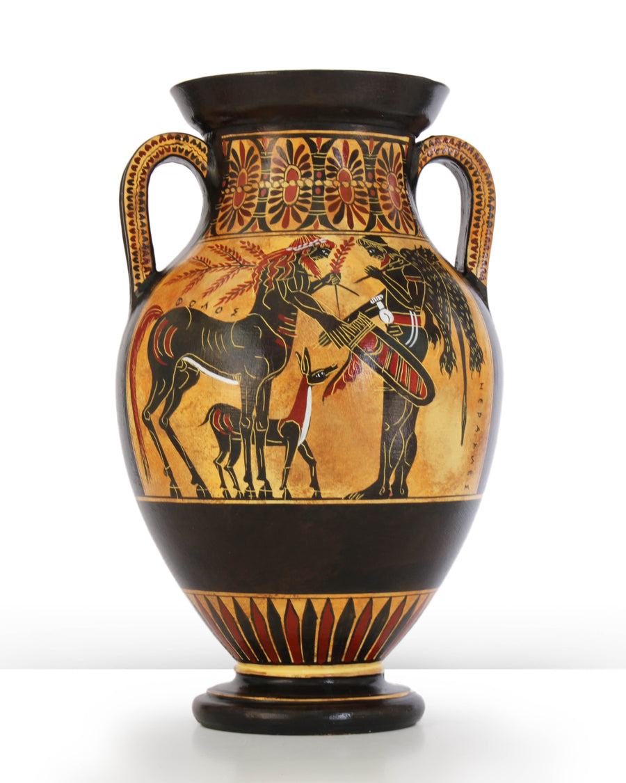 Ánfora Griega de Figuras Negras con Atenea y Heracles Pottery - The Ancient Home