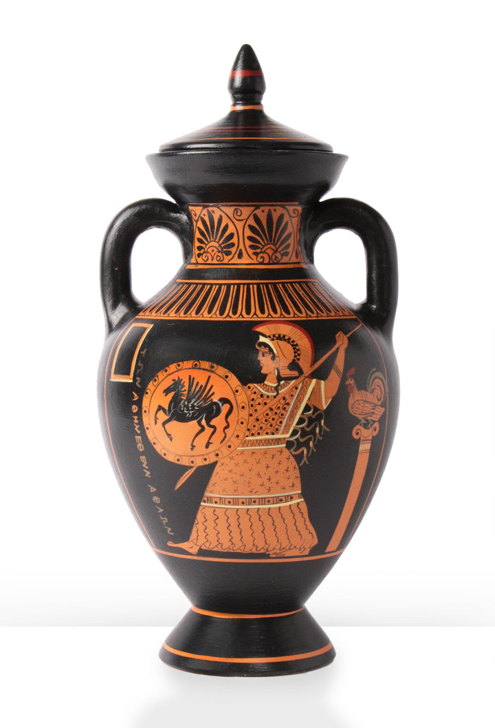 Ánfora Panatenaica Griega de Figuras Rojas con Atenea Pottery - The Ancient Home