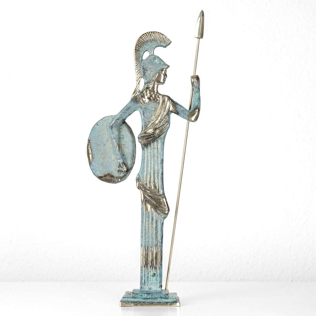 Estatua de Atenea con lanza y escudo (Escultura de latón)