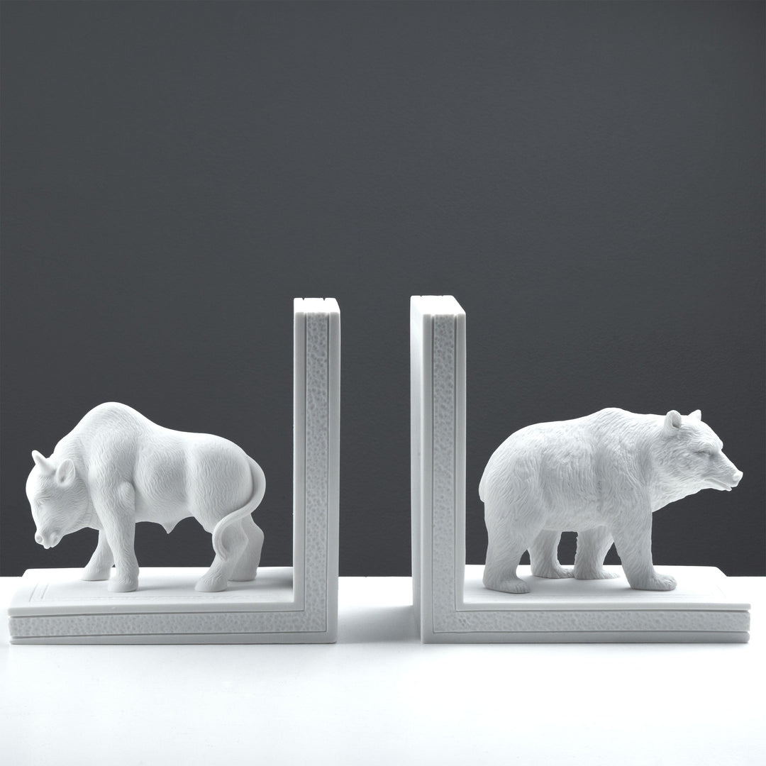 Sujetalibros Toro y Oso — Símbolos de Fuerza y Equilibrio