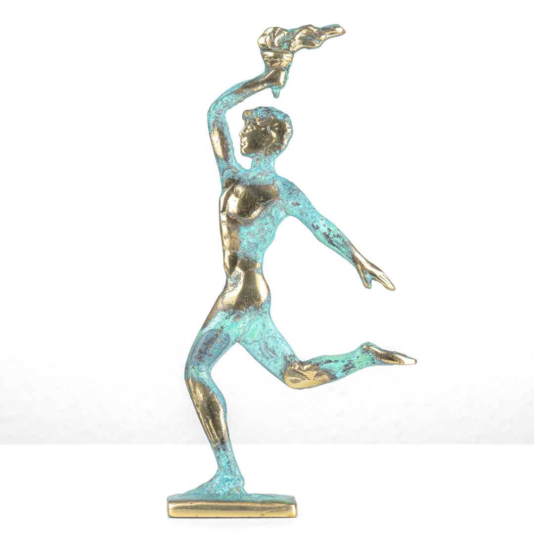 Estatua de Atleta Campeón — Corredor con antorcha (Escultura de latón)