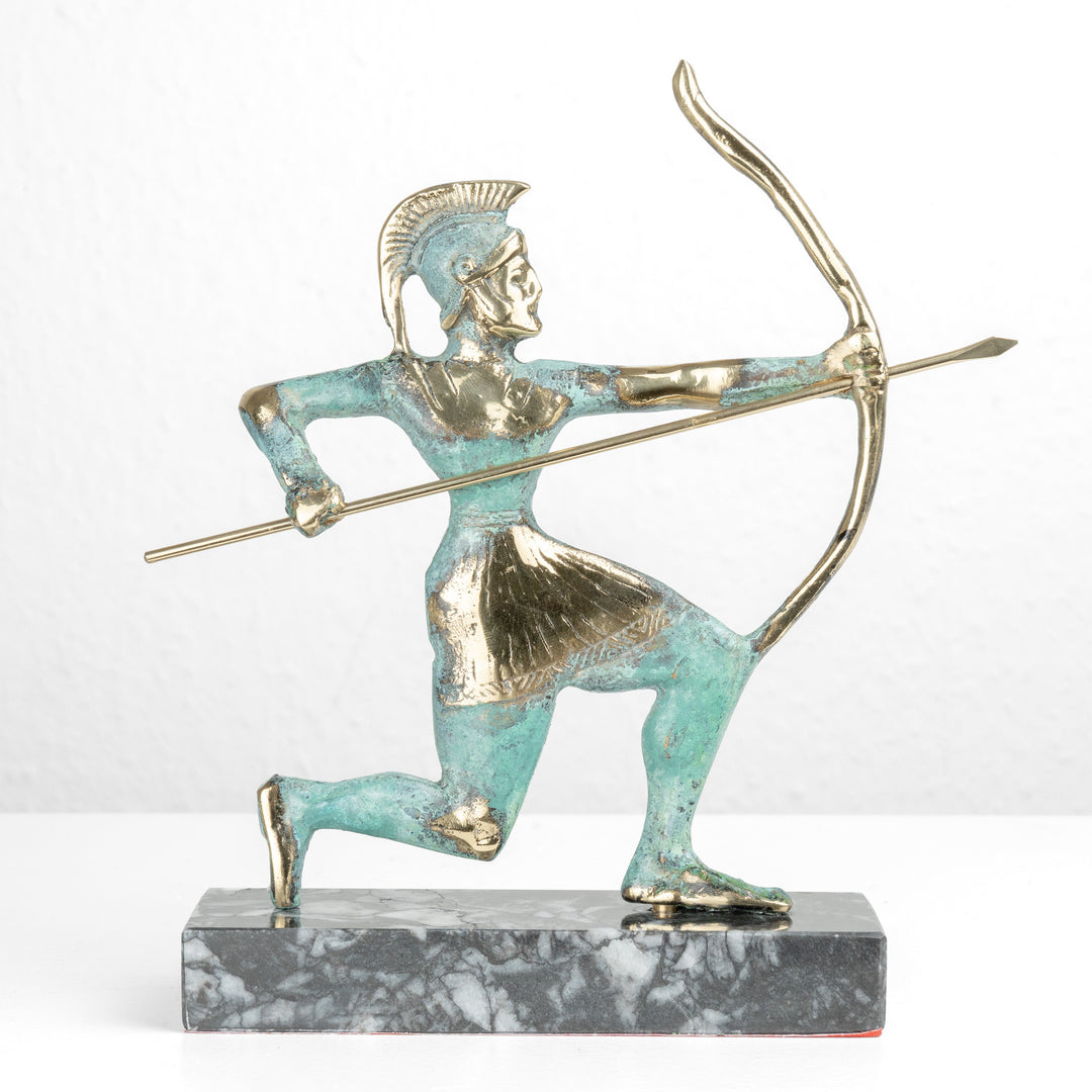 Estatua de Arquero griego — Guerrero con arco (Escultura de latón)
