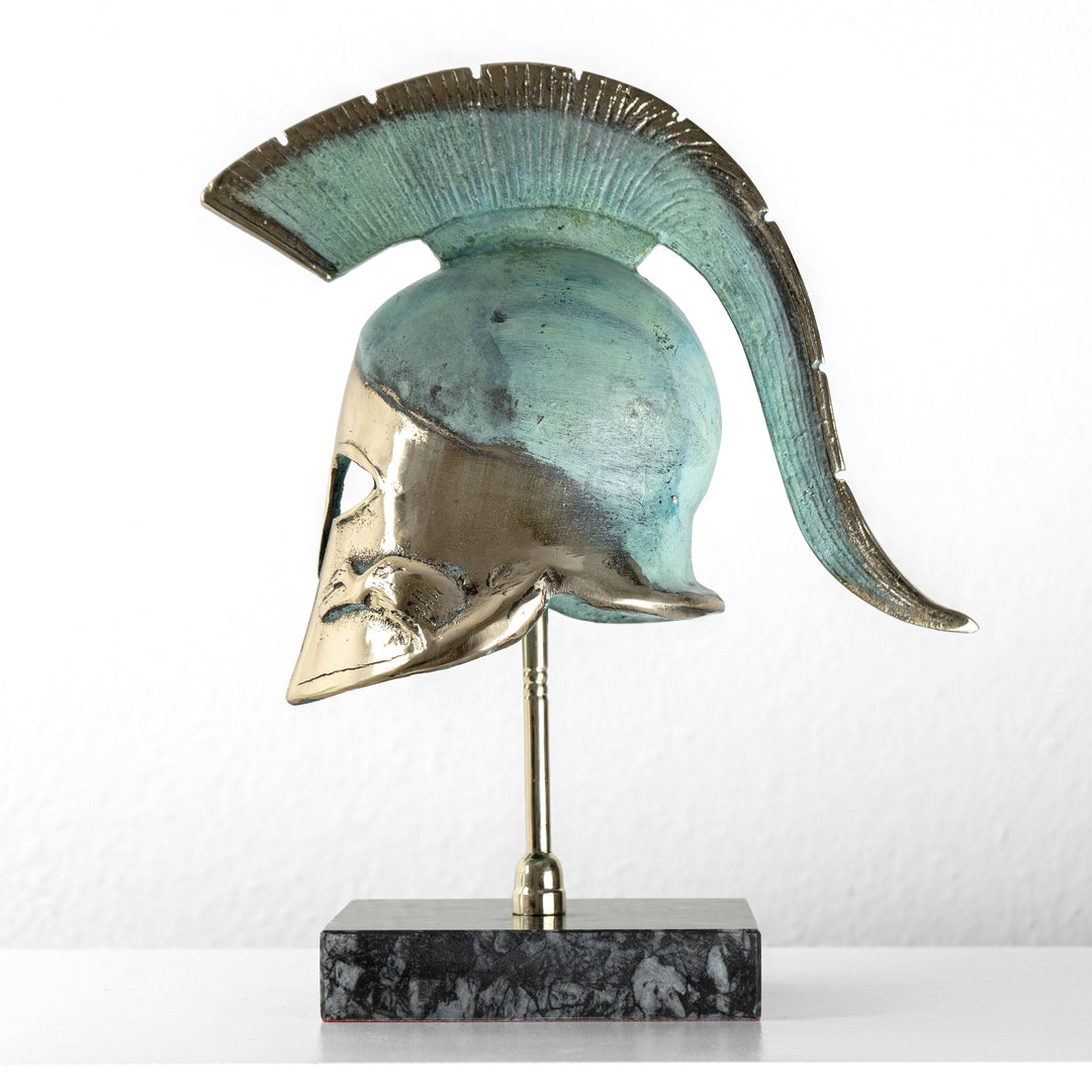 Estatua de casco hoplita griego (Escultura de latón)