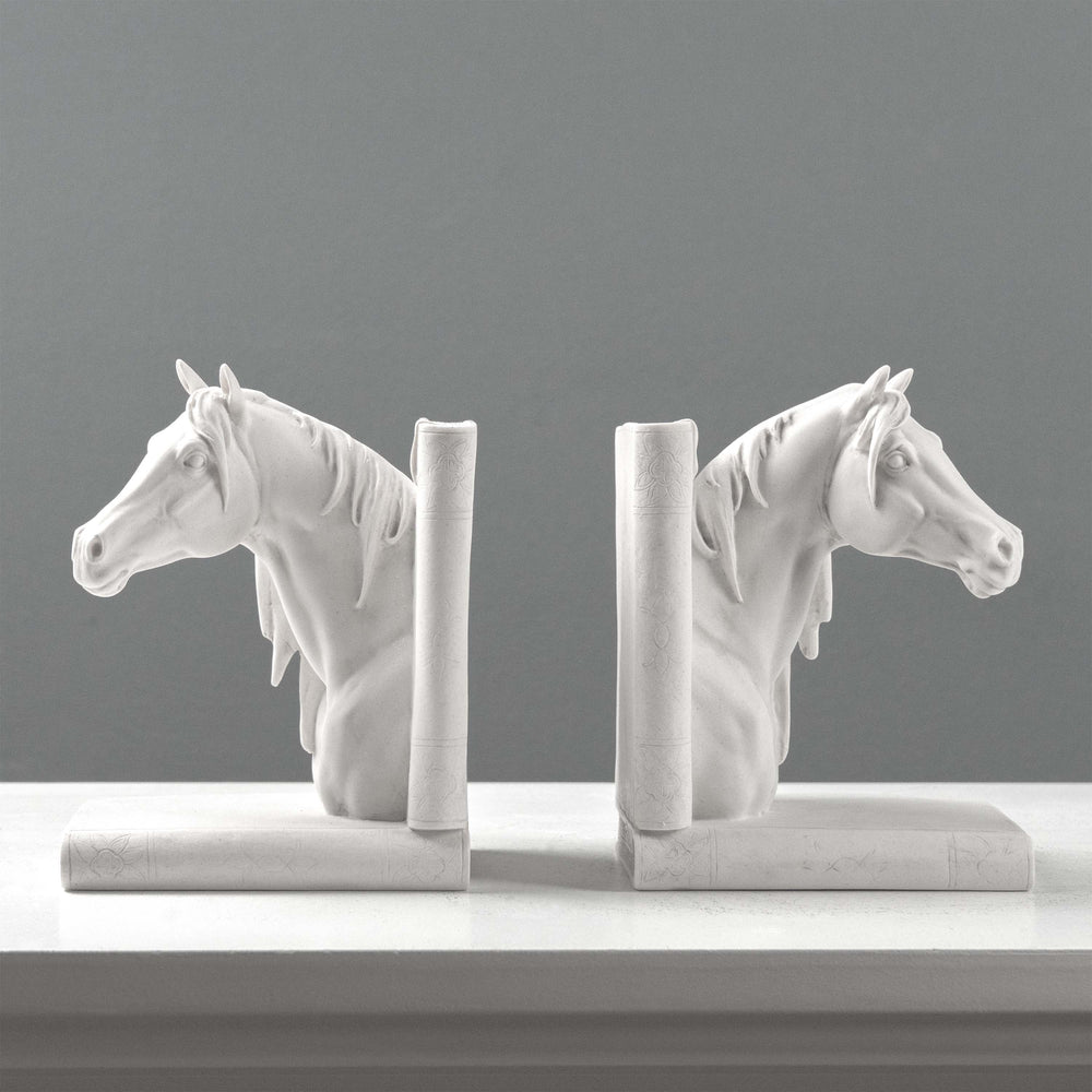 Sujetalibros con cabeza de caballo – Pareja de bustos ecuestres