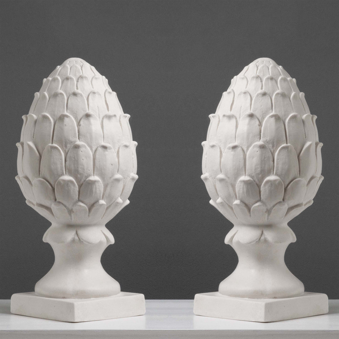 Esculturas de alcachofa grandes para jardín (Par de adornos finial)