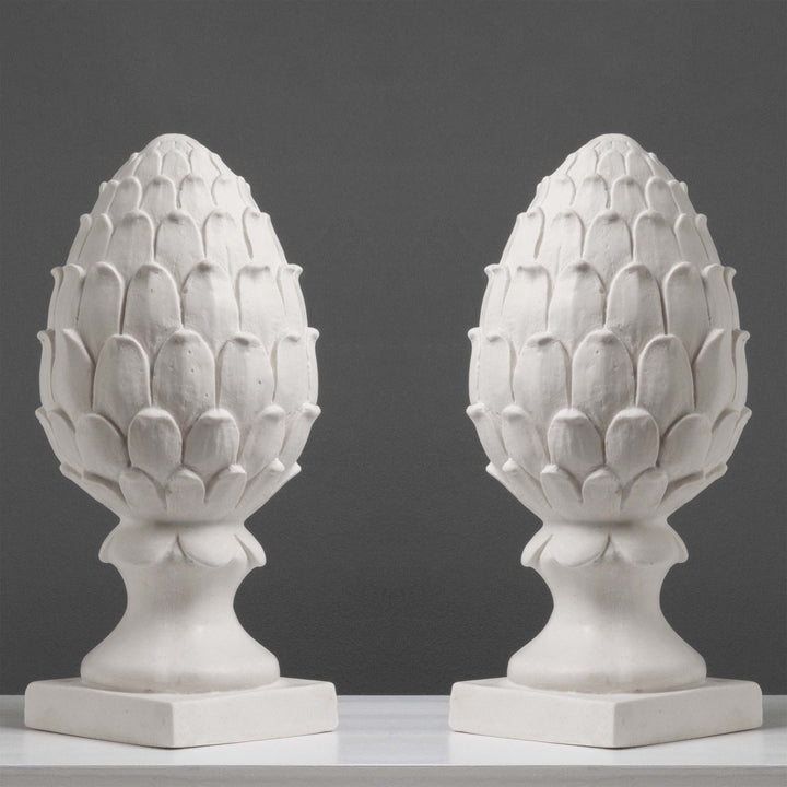 Esculturas de alcachofa grandes para jardín (Par de adornos finial)