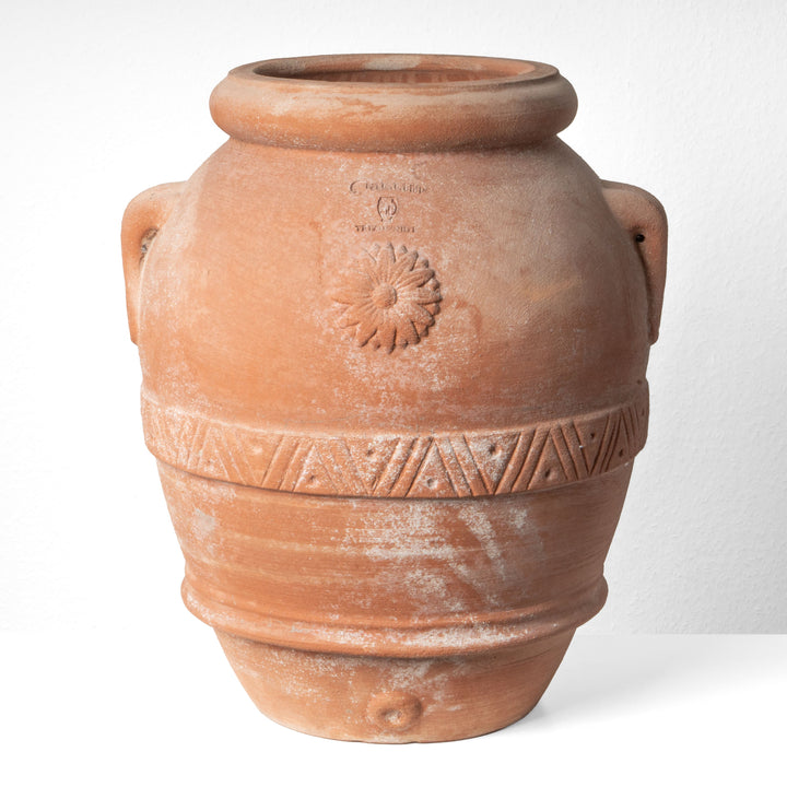 Jarra toscana clásica de terracota con asas