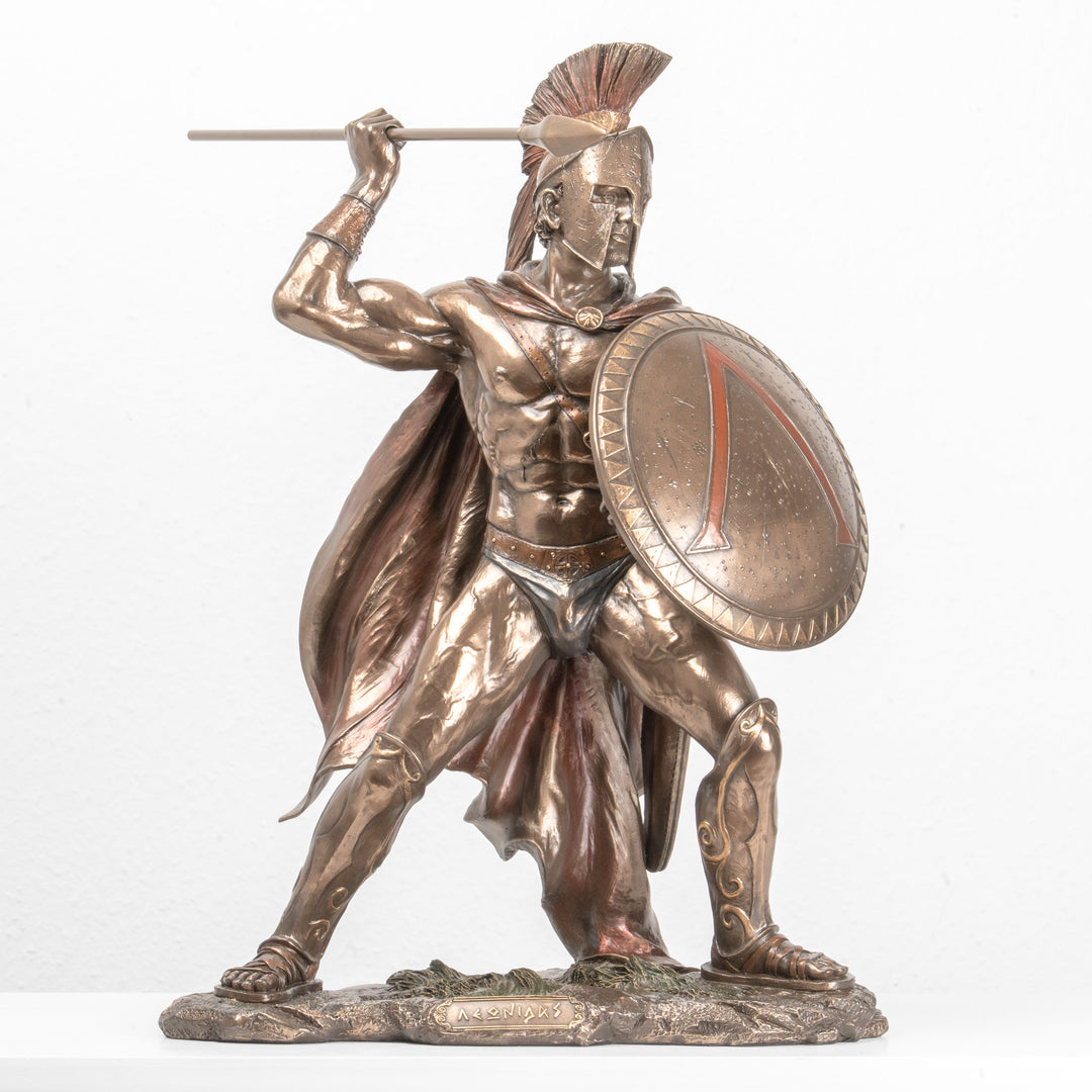Escultura de Leónidas Guerrero Griego – Héroe de las Termópilas (Grande, Estatua de Bronce en Frío)