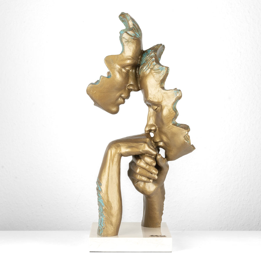Escultura Amantes "Caress" de Anglada sobre Base de Mármol