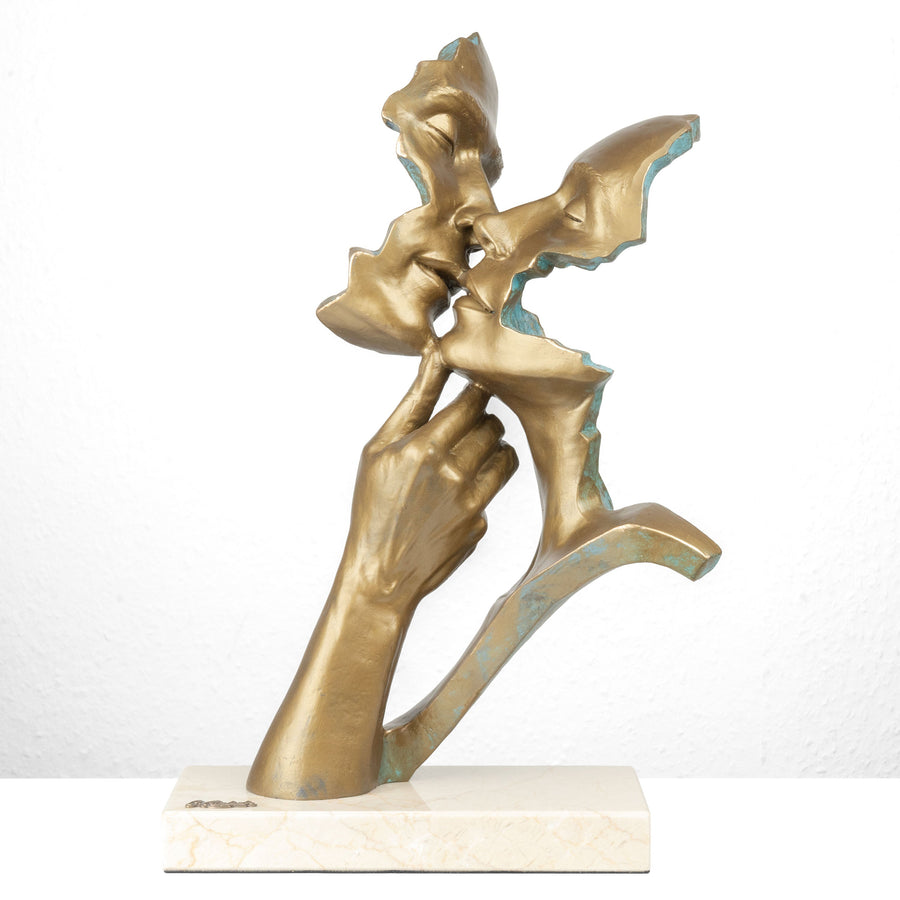 Escultura Amantes "Warmth" de Anglada sobre Base de Mármol