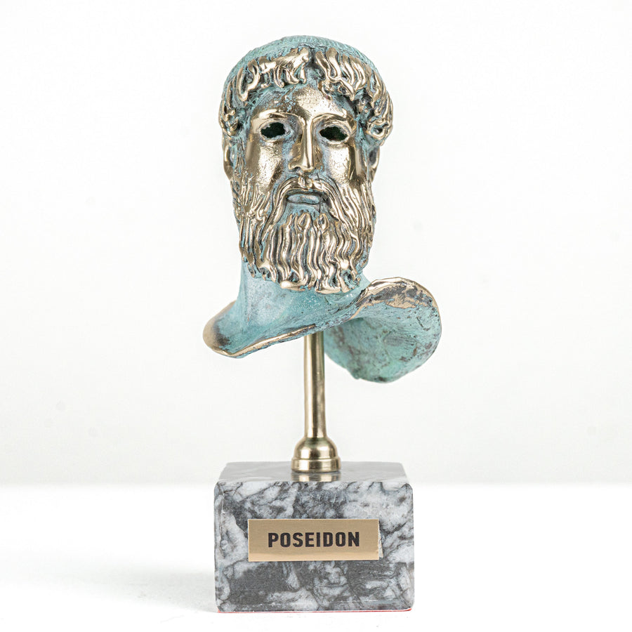 Estatua de busto de Poseidón — dios griego del mar (Escultura de latón)