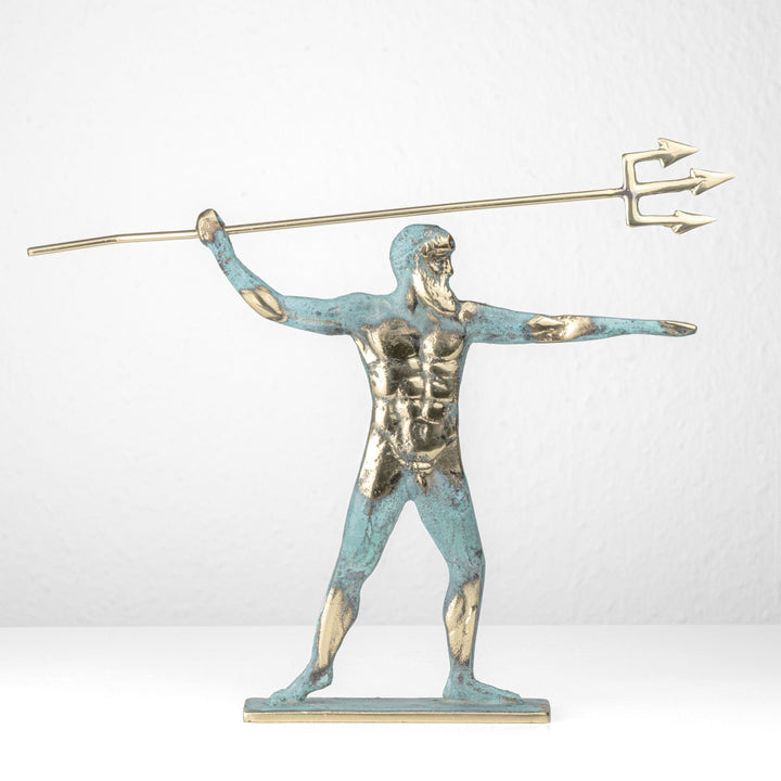 Estatua de Poseidón — Dios griego del mar con tridente (Escultura de latón)