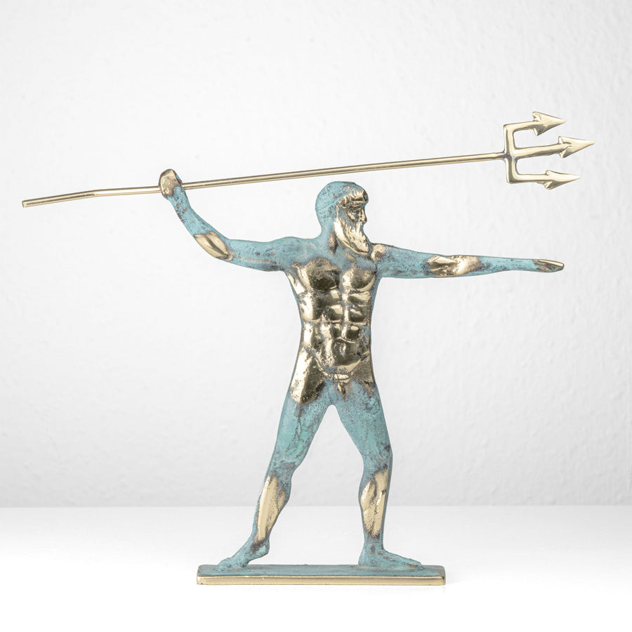 Estatua de Poseidón — Dios griego del mar con tridente (Escultura de latón)