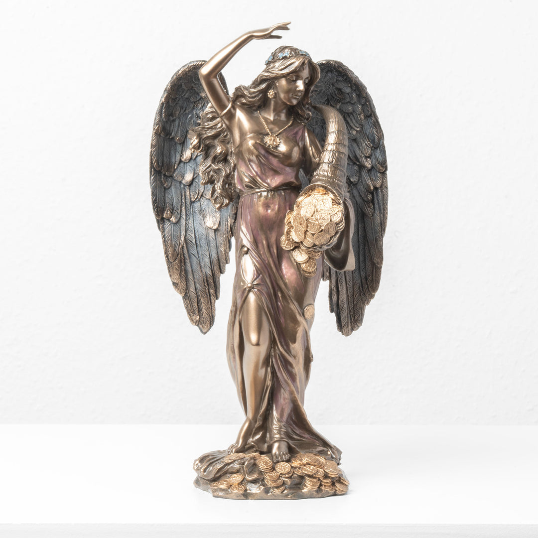 Estatua de Fortuna Alada con Cuerno de la Abundancia (Escultura de bronce frío)