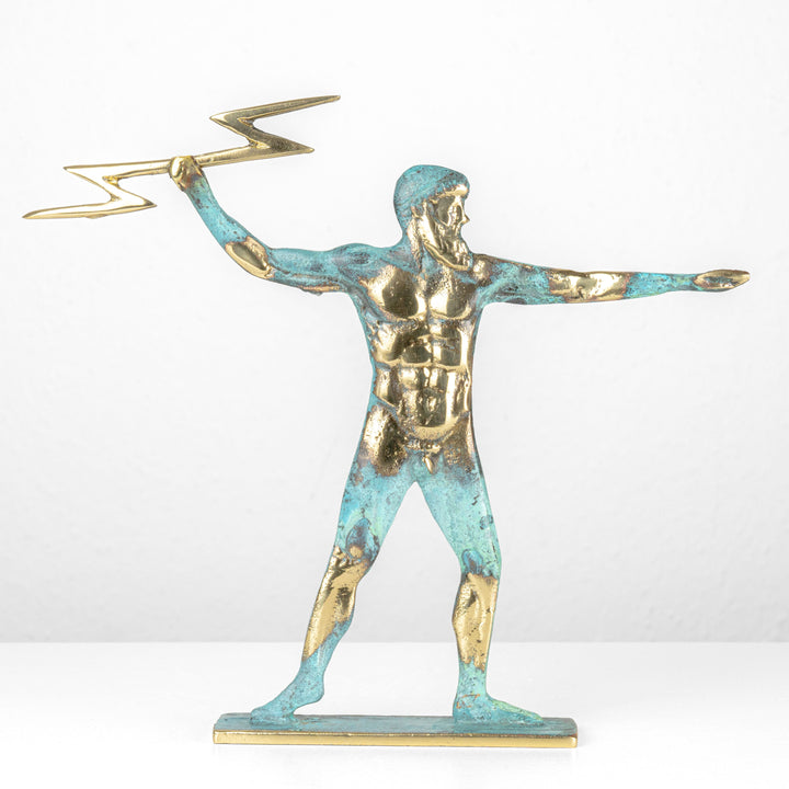 Estatua de Zeus — Dios griego del cielo con rayo (Escultura de latón)