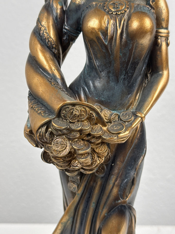Estatua de la Dama Fortuna – Diosa Griega de la Suerte (Acabado Latón Oscuro)