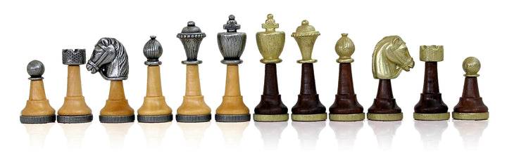 Juego de Ajedrez Clásico en Metal de Italfama con Tablero de Madera Premium Queen’s Gambit
