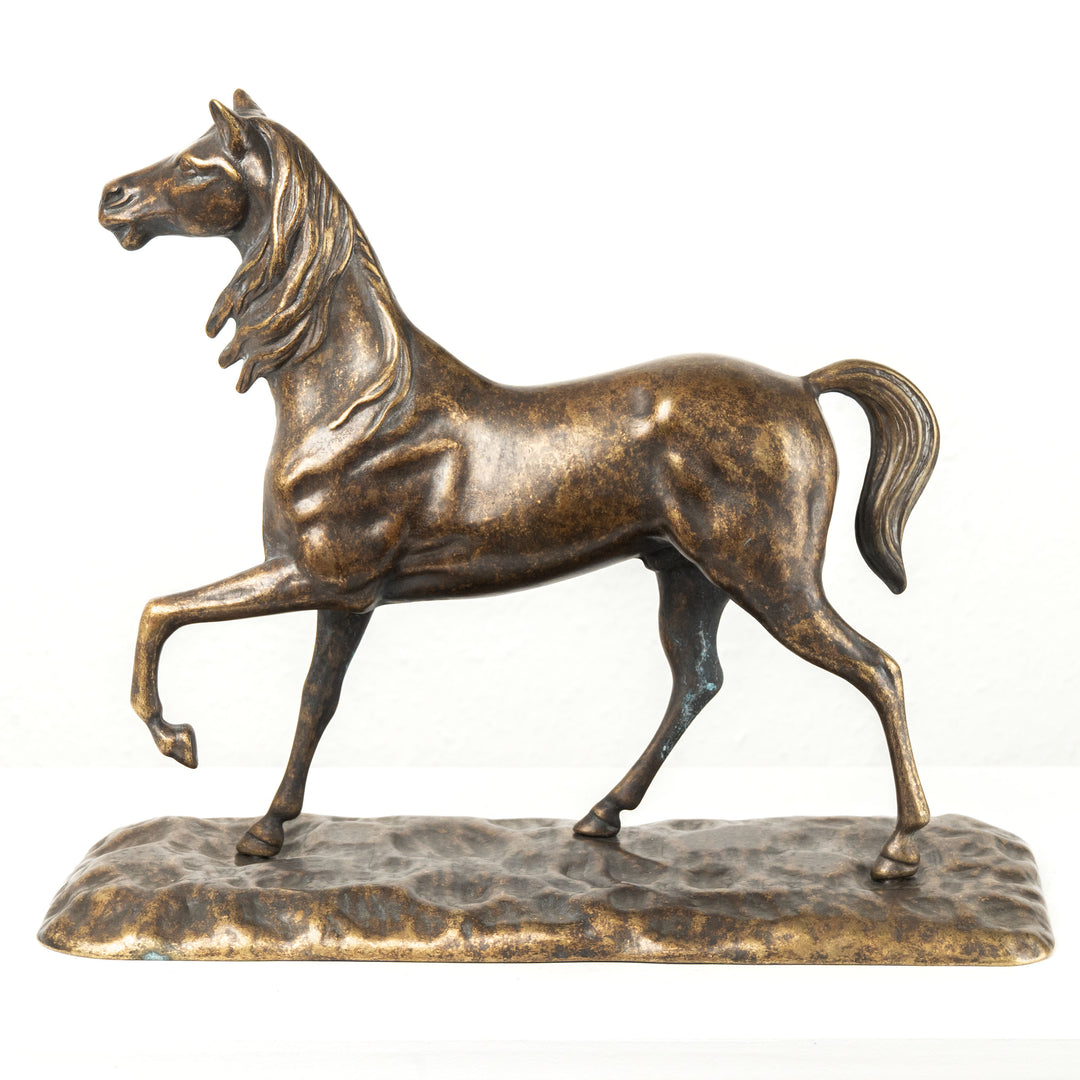 Gran escultura de caballo (latón envejecido)