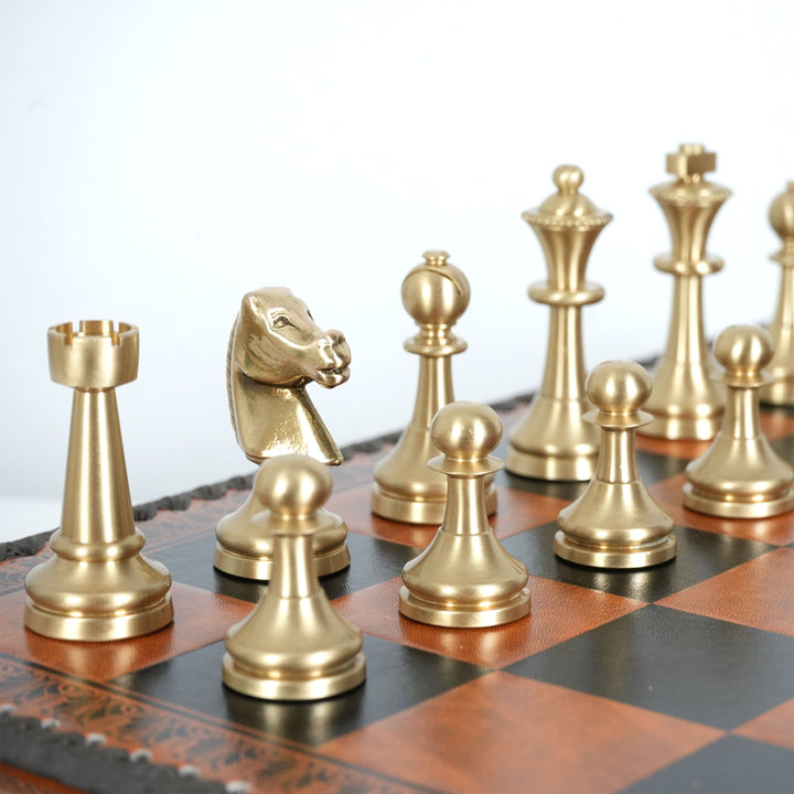 Juego de Ajedrez de Latón Macizo Staunton de Italfama (Acabado Fino)