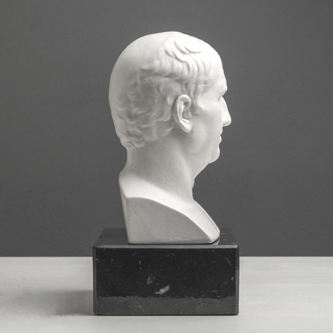 Busto de Cicerón sujetalibros con base de mármol negro