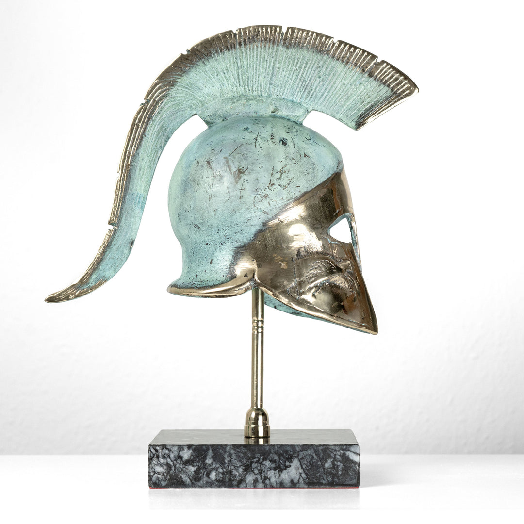 Estatua de casco hoplita griego (Escultura de latón)