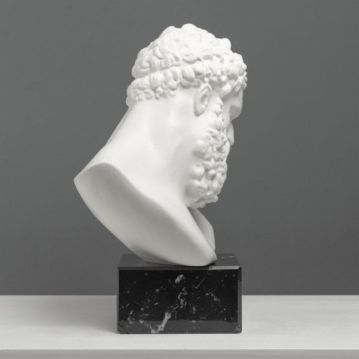 Busto De Hércules Sobre Base De Mármol Negro – Héroe Griego