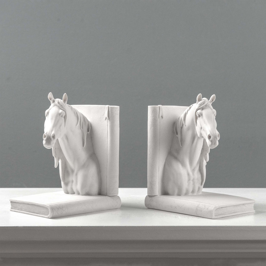 Sujetalibros con cabeza de caballo – Pareja de bustos ecuestres