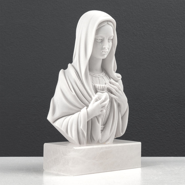 Escultura de busto del Inmaculado Corazón de María (relieve de la Madonna delle Lacrime)
