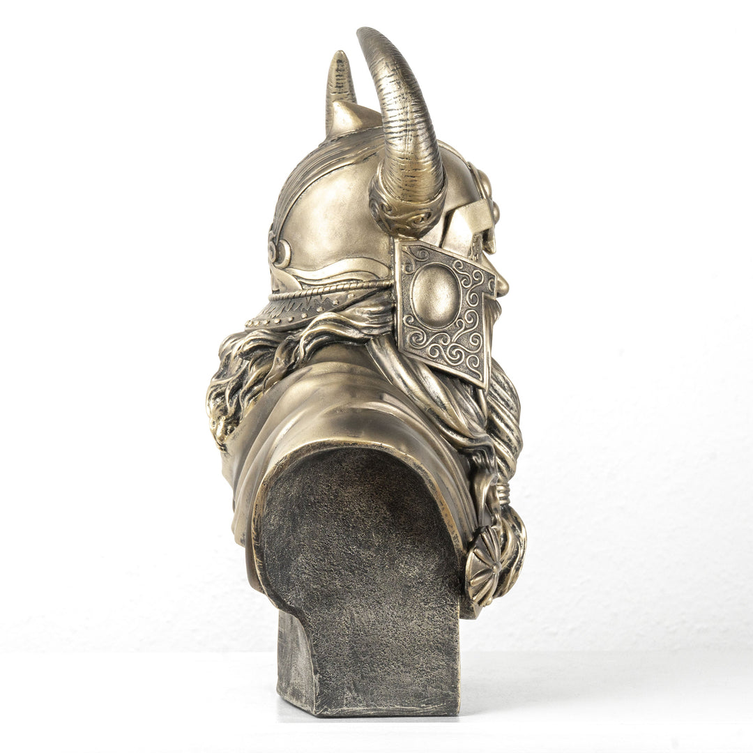 Busto de Odín — Padre de los dioses nórdicos (Estatua con acabado de bronce)