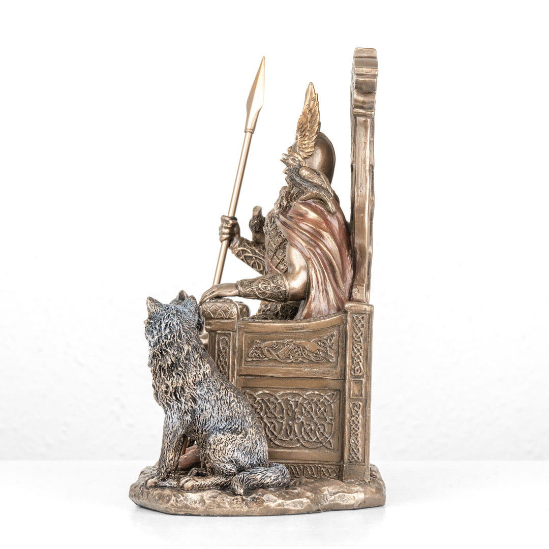 Estatua de Odín en su trono — Padre de los dioses nórdicos (Escultura de bronce fundido en frío)