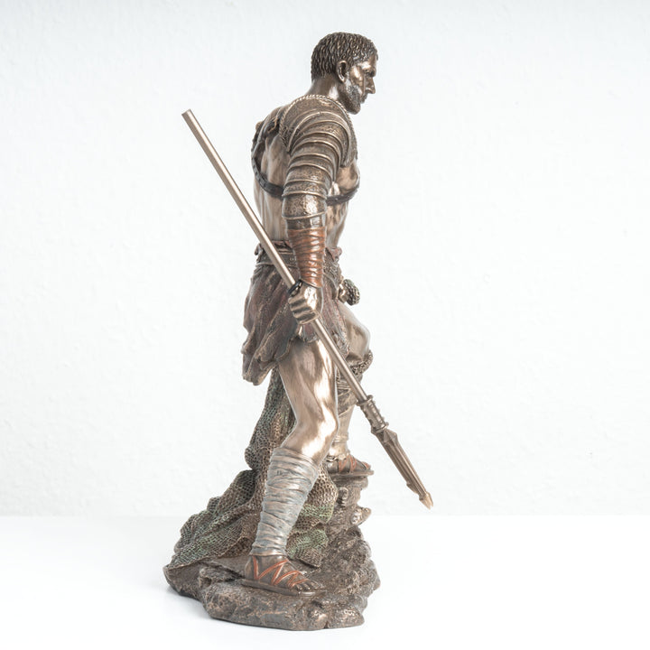 Estatua del Gladiador Retiarius – Maestro de la Red y el Tridente (Escultura en Bronce Fundido en Frío)