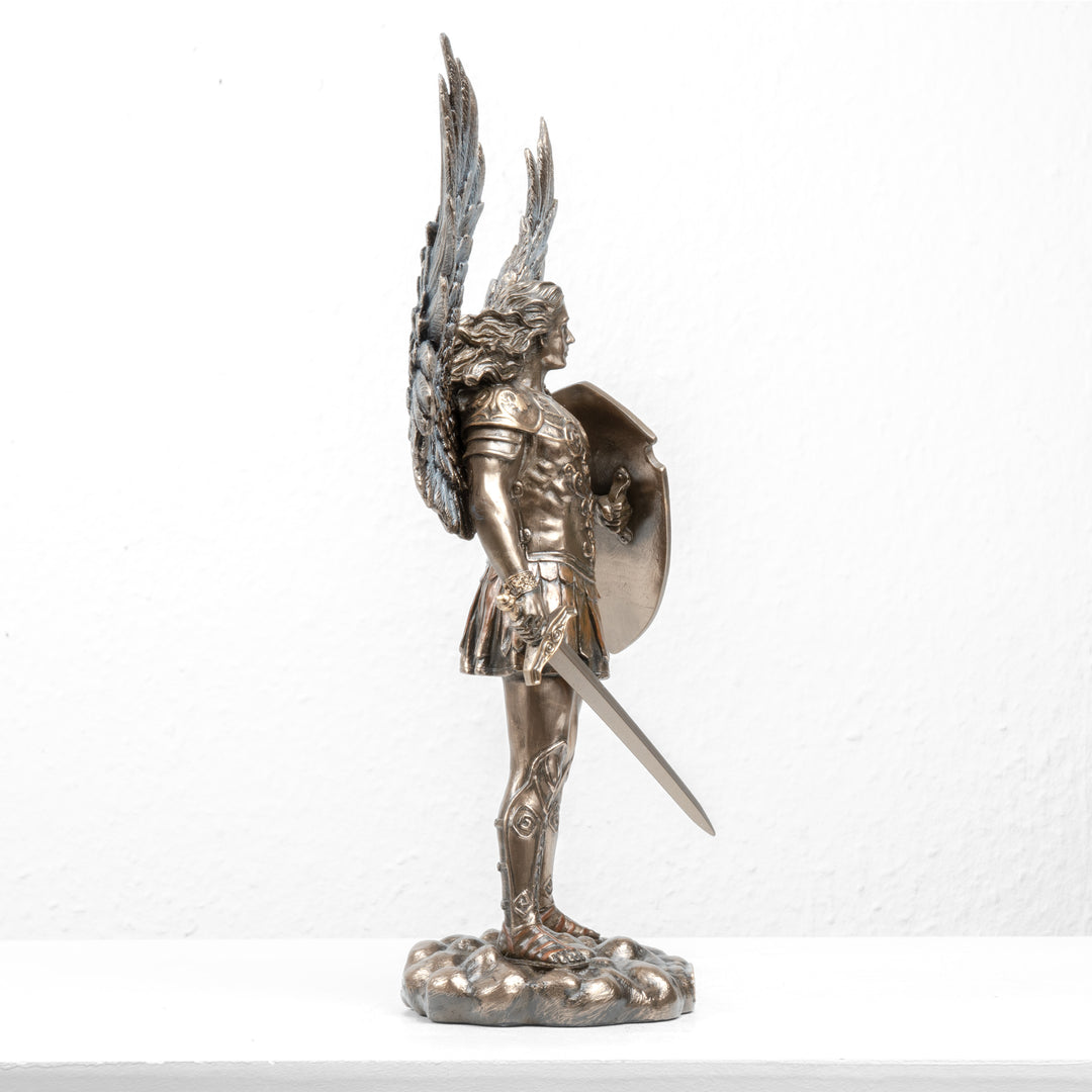 San Miguel Arcángel Escultura – Defensor del Cielo (Estatua de Bronce Fundición en Frío, Pequeña)