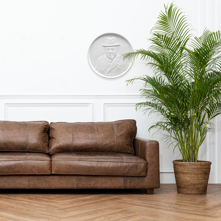 Escultura Mural de Winston Churchill con Cigarro – Bajorrelieve del Bulldog Británico de la Segunda Guerra Mundial