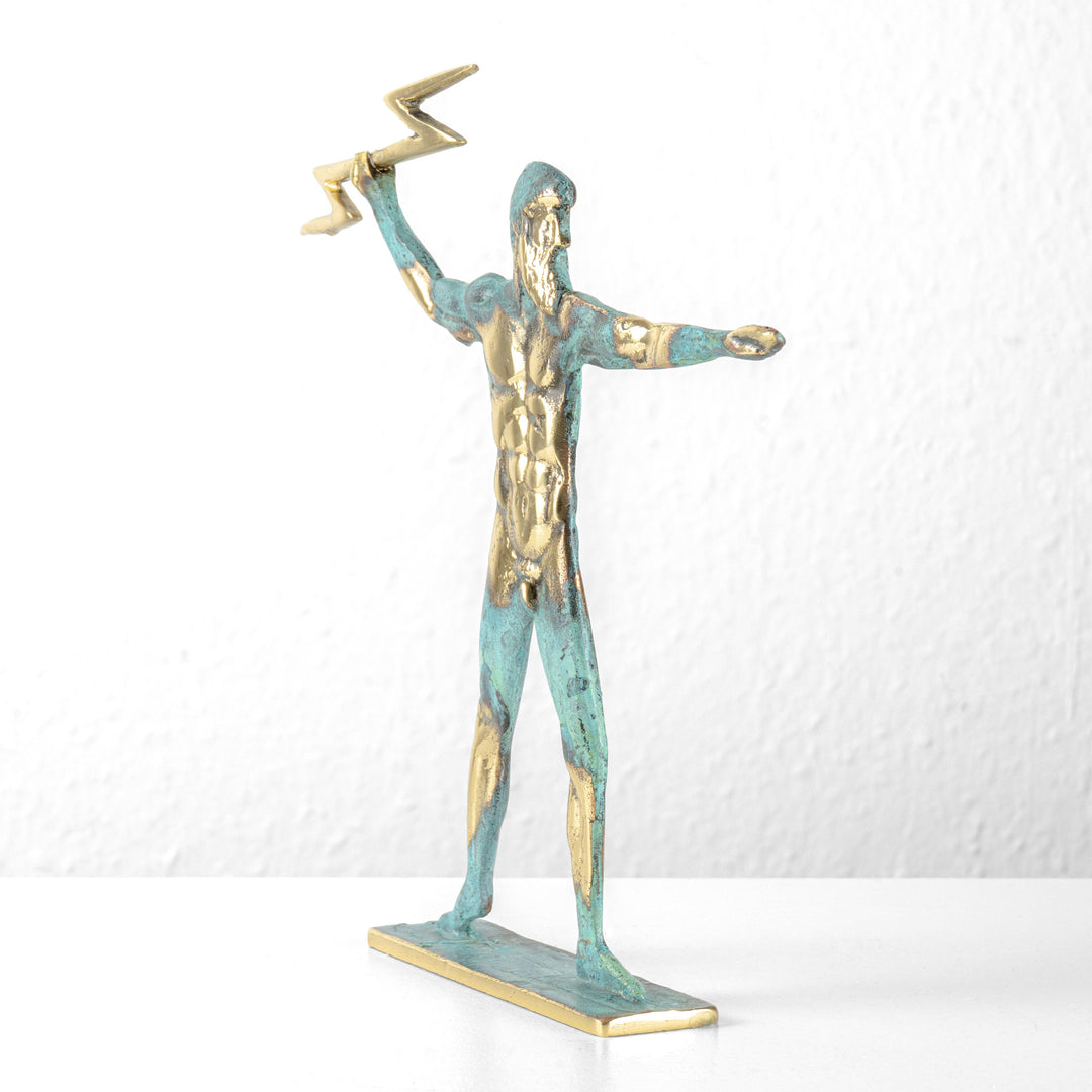 Estatua de Zeus — Dios griego del cielo con rayo (Escultura de latón)