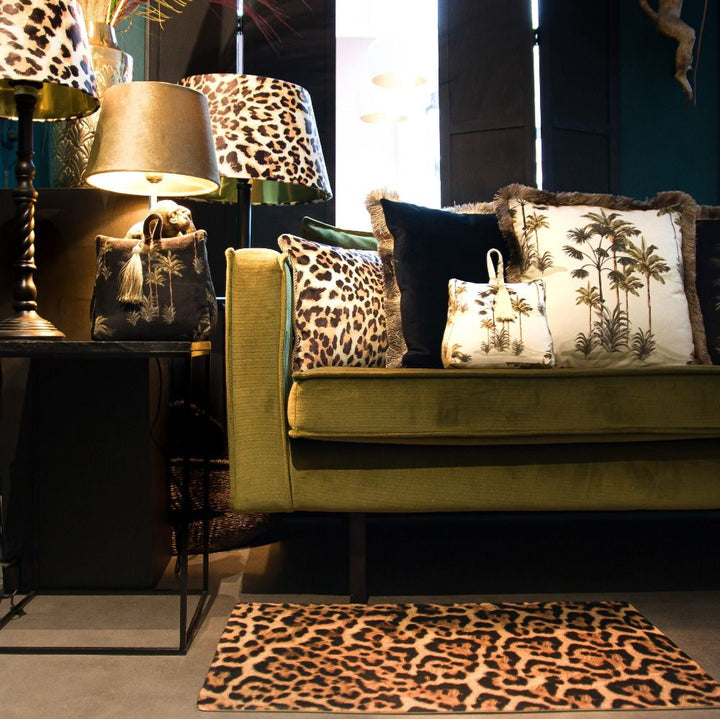 Cojín de terciopelo con palmas