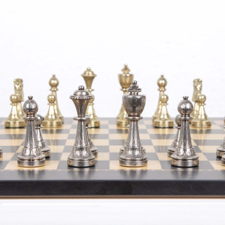 Juego de Ajedrez Staunton en Metal de Italfama con Tablero de Madera Premium Queen’s Gambit