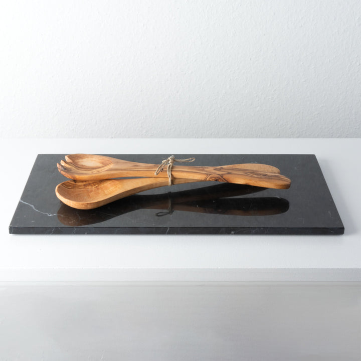 Juego de ensalada de madera de olivo hecho a mano