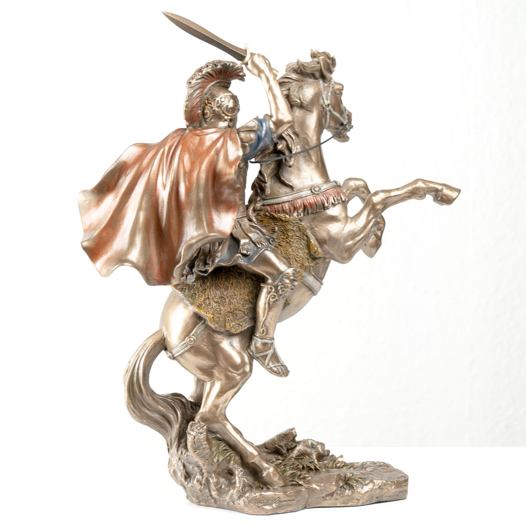 Estatua de Alejandro Magno a caballo (escultura de bronce moldeado en frío)