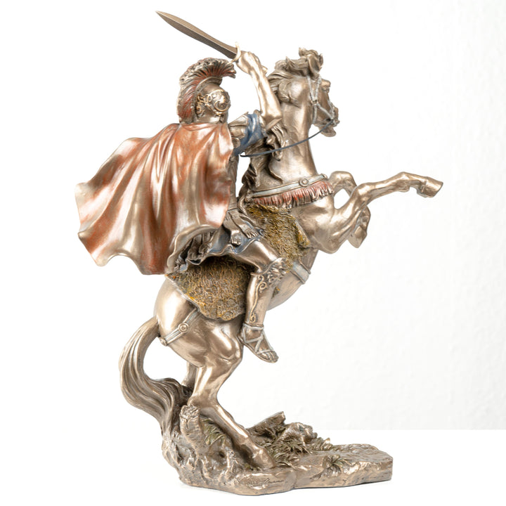 Estatua de Alejandro Magno a caballo (escultura de bronce moldeado en frío)