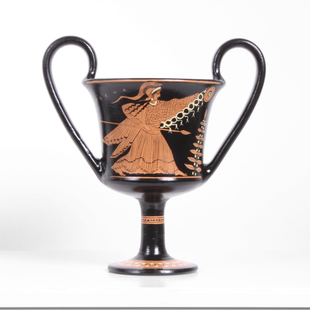 Kantharos Griego de Figuras Rojas con Deméter y Atenea Pottery - The Ancient Home