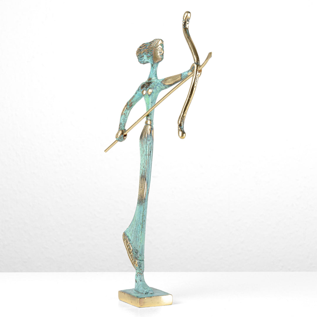 Estatua de Artemisa — Diosa griega de la caza con arco (Pequeña, Escultura de latón)