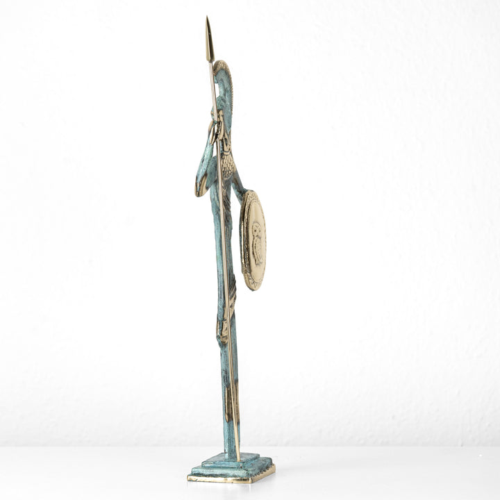 Estatua de Atenea con lanza y escudo (Escultura de latón)