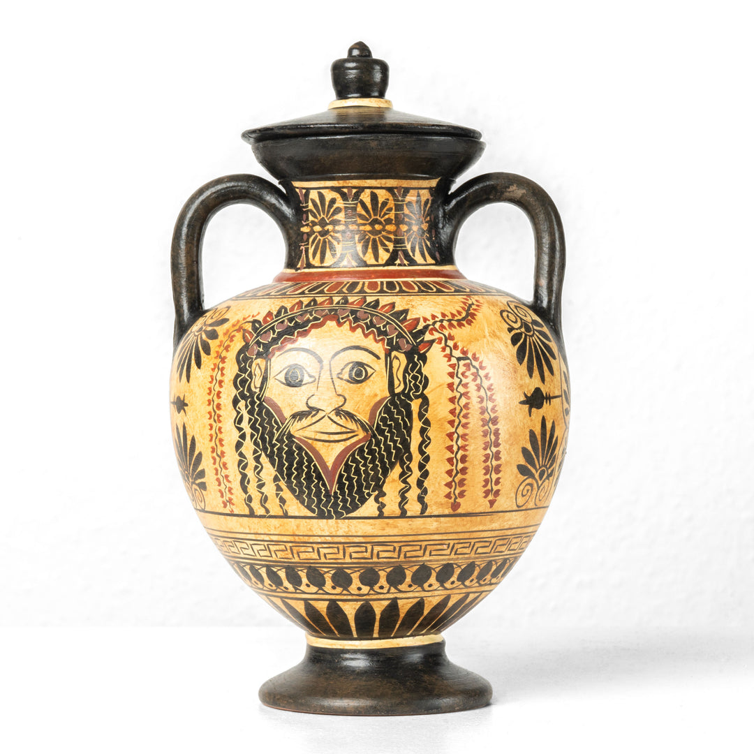 Vaso Griego de Figuras Negras con Escena de Cosecha de Aceitunas