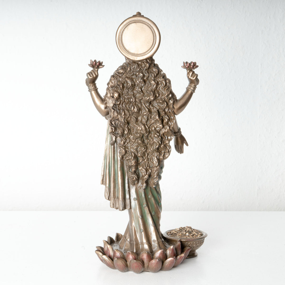Estatua de la diosa Lakshmi – Símbolo de prosperidad (Escultura de bronce fundido en frío)